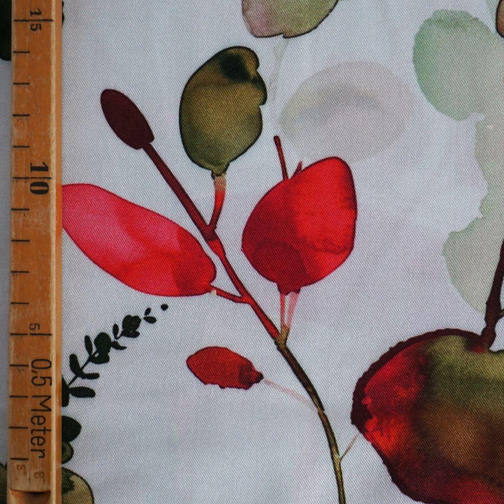 Viskose Twill Blütendolden grün rot - Light and Lush